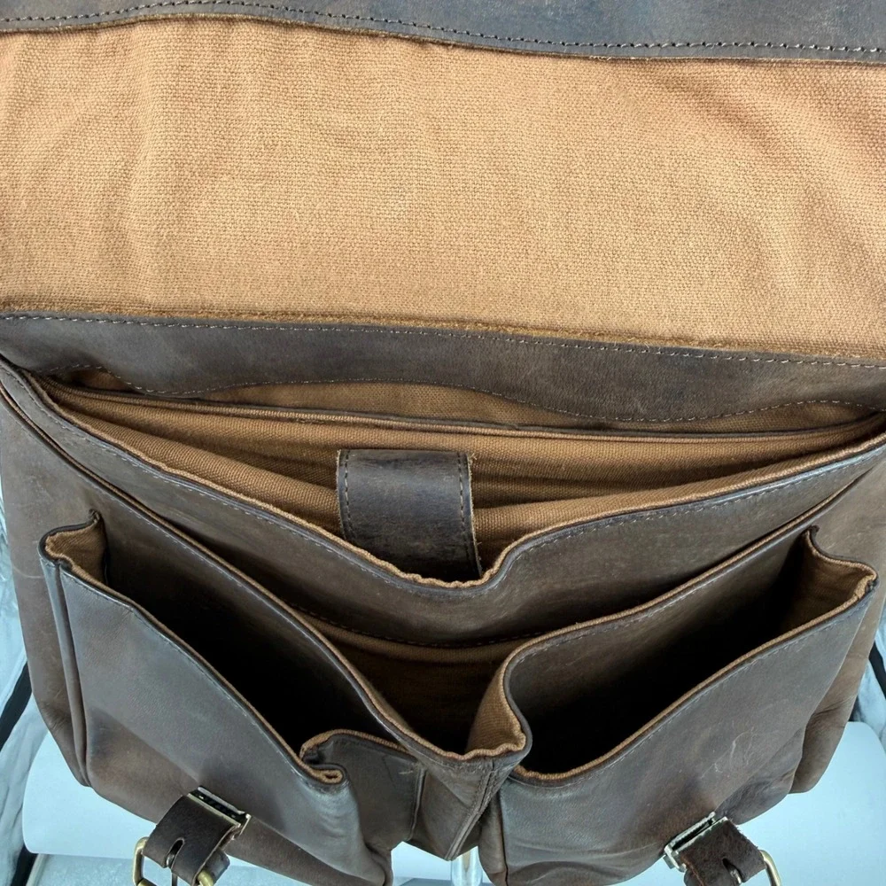 KomalC Brown Buffalo Leather Messenger Bag Satchel Laptop Briefcase Crossbody